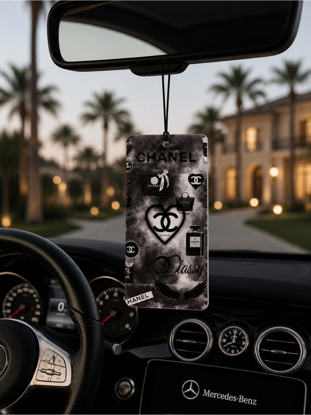Fashion CC monogram Black & Gray Hanging Air Freshener/ scented